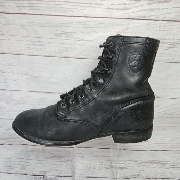 Ariat Heritage Black Leather Lace Up Boots #33501 Women's Size 8 - Picture 7 of 12